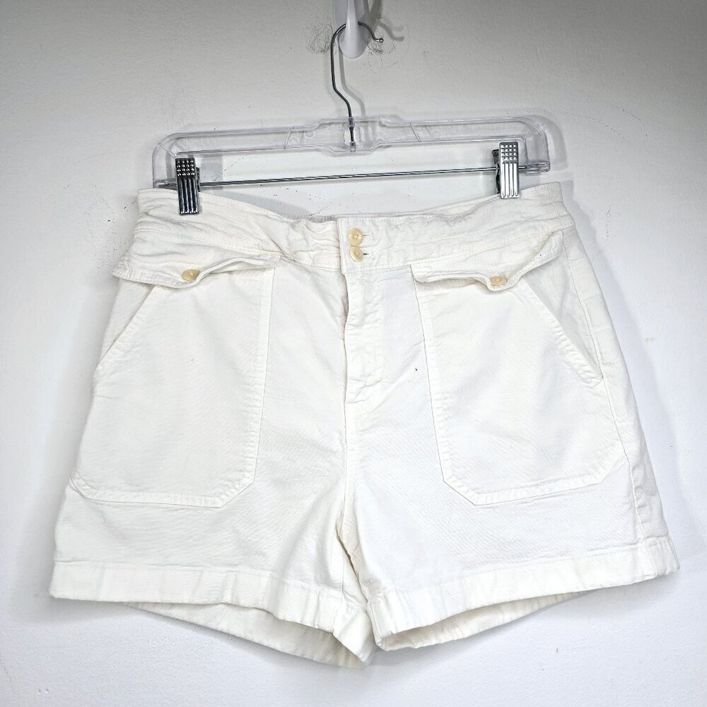 J Crew White Flap Front Pocket High Waist Cargo Shorts